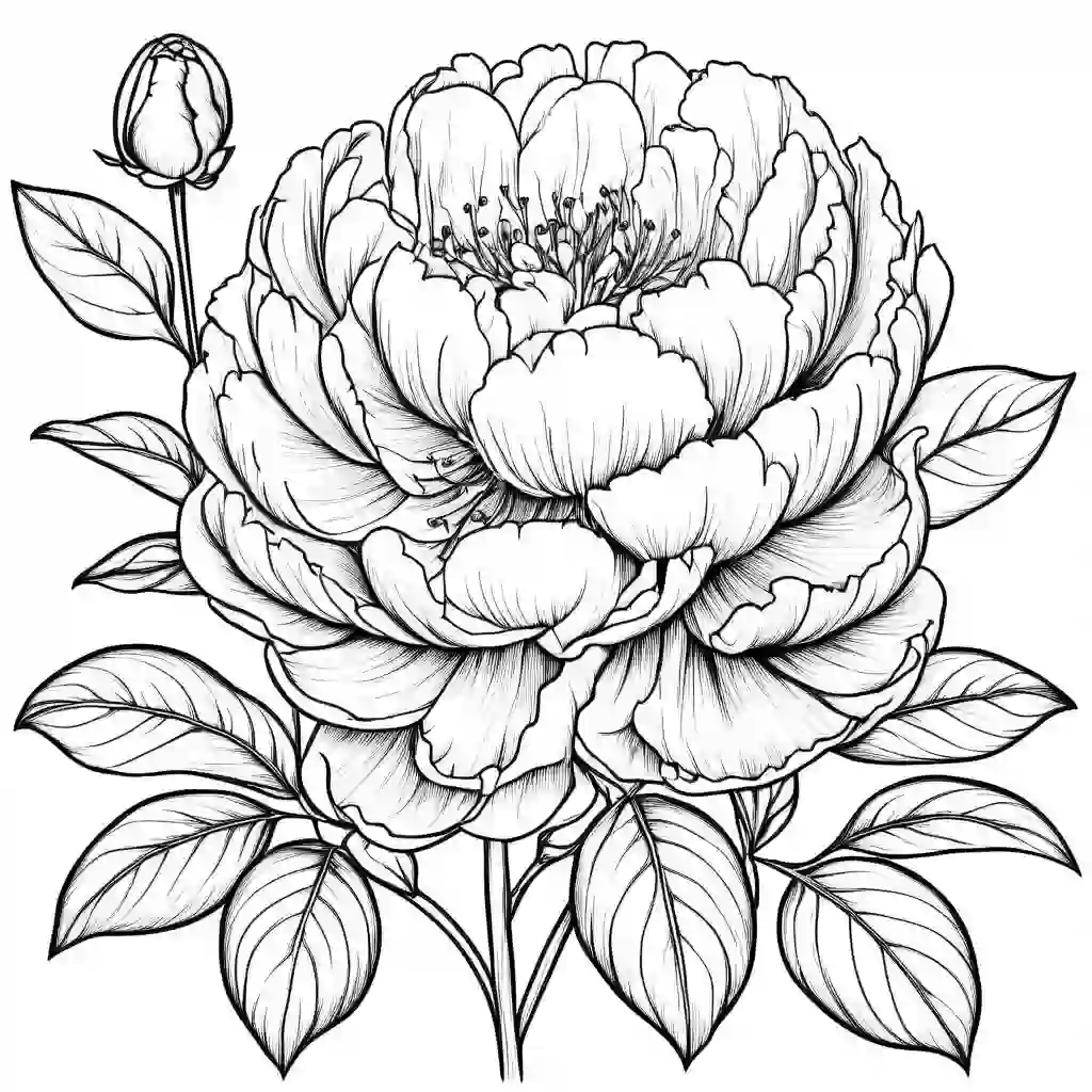 Peonies coloring pages